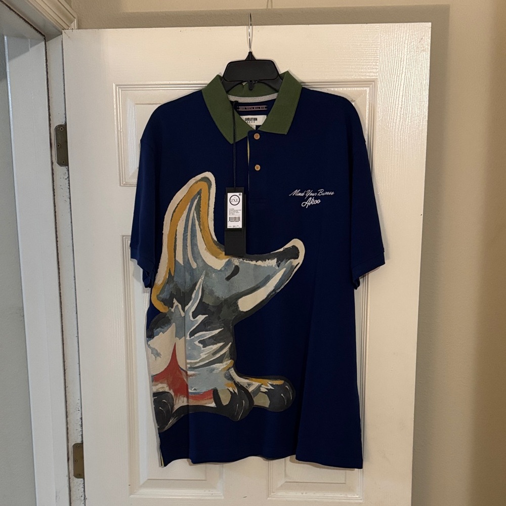 Akoo Navy and Olive Graphic Polo Shirt
